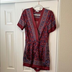 Sandro Burgundy Patterned Jumpsuit